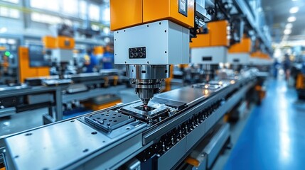 Automated CNC machining in a modern industrial production facility