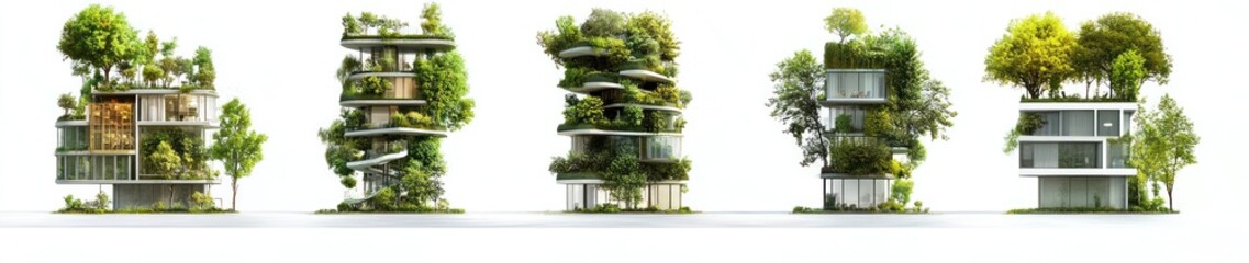Obraz premium Innovative Eco-Friendly Architecture with Vertical Gardens and Lush Greenery in Modern Buildings