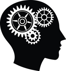 Silhouette of Head with gears turning
