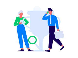 Flat vector illustration of business people operating work scene
