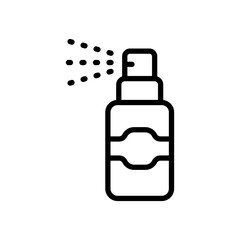 Bottle spray icon. Simple style symbol. Deodorant, dry shampoo, pump, antiseptic plastic packaging, liquid, clean, beauty care, hair care concept. Outline vector icon for web design isolated on white 