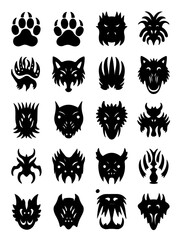 Fototapeta premium Dynamic Animal & Beast Silhouette Icons for Bold Graphic Design