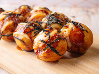 Takoyaki Crispy Octopus Balls Japanese Street Food and Snacks.