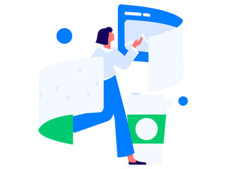 Flat vector illustration of business people operating work scene
