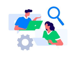 Flat vector illustration of business people operating work scene
