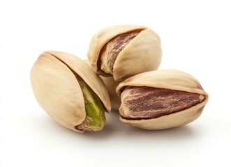 Fresh Raw Pistachio Nuts in Shells Isolated on White Background for Healthy Snack or Culinary Use