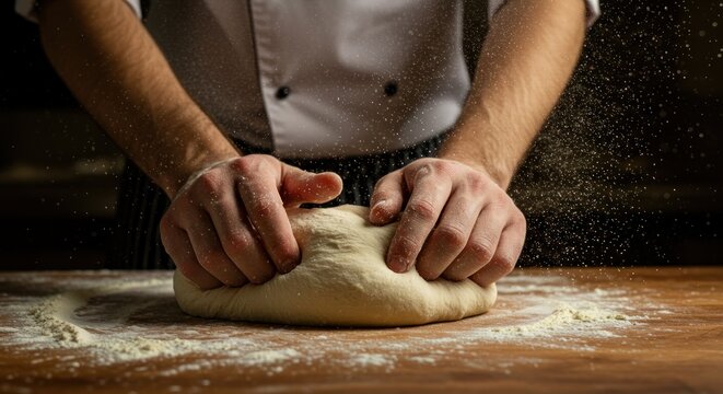 Chef Kneading Dough - Photo