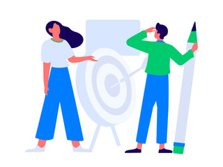 Flat vector illustration of business people operating work scene
