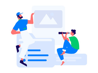 Flat vector illustration of business people operating work scene
