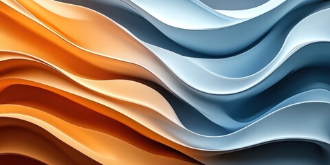 Obraz premium Abstract Waves of Orange and Blue, Flowing Textures in Soft Curves, Modern Art Background for Creative Projects