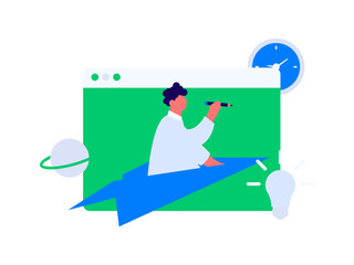 Flat vector illustration of business people operating work scene
