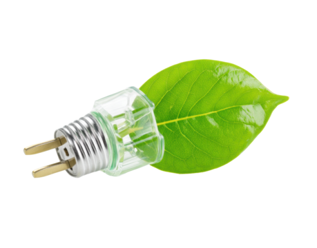 Eco-friendly energy concept with leaf and plug for sustainable living