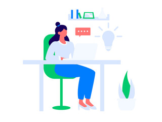 Flat vector illustration of business people operating work scene
