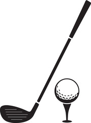 golf club and ball icon over white background, silhouette style, vector illustration