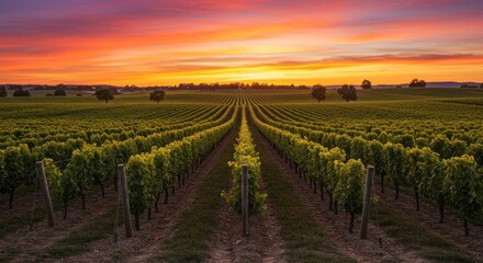 Fototapeta premium Vineyard at Sunset - Photo