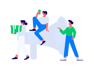 Flat vector illustration of business people operating work scene
