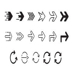 set of black and white arrow icons