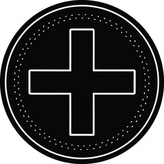 Plus Sign Circle Silhouette Black Vector | Add Symbol Icon for UI, Print, Cut Files, and Digital Projects