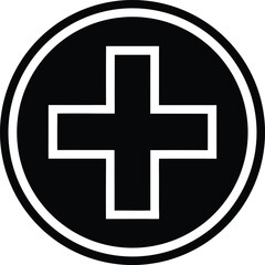 Plus Sign Circle Silhouette Black Vector | Add Symbol Icon for UI, Print, Cut Files, and Digital Projects