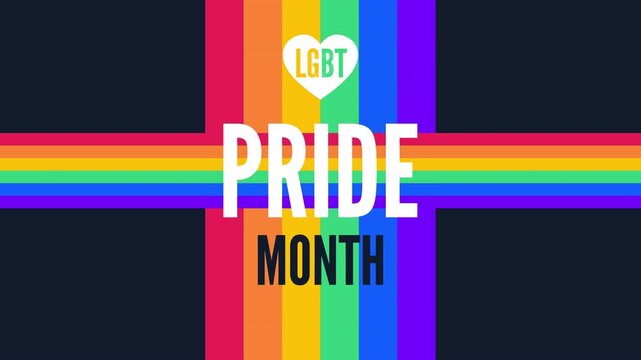 lgbt pride month  animated banner design vector illustration 4k video footage