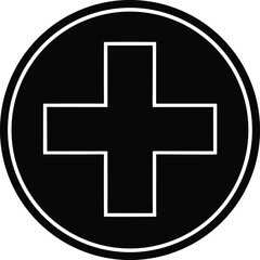 Plus Sign Circle Silhouette Black Vector | Add Symbol Icon for UI, Print, Cut Files, and Digital Projects