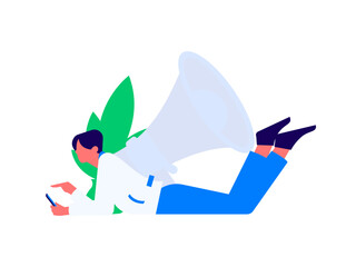 Flat vector illustration of business people operating work scene
