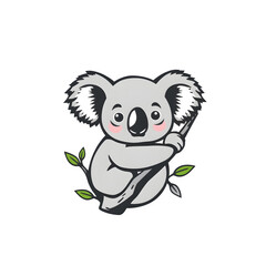 Naklejka premium Charming Cartoon Koala Adorable Embrace on Transparent Background