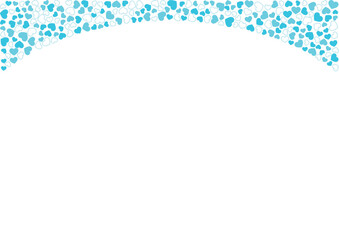 ハート柄の背景 水色系の3色 フチと単色 ハート