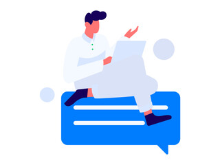 Flat vector illustration of business people operating work scene
