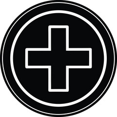 Plus Sign Circle Silhouette Black Vector | Add Symbol Icon for UI, Print, Cut Files, and Digital Projects