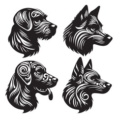 Fototapeta premium create 4 dog head silhouette vector on white background 