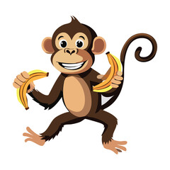 Fototapeta premium monkey with Banana, vector illustrations. 