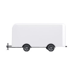 Sleek white enclosed trailer with dual wheels and black hitch in profile view
