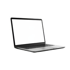 Sleek open laptop with blank screen and black keyboard on display
