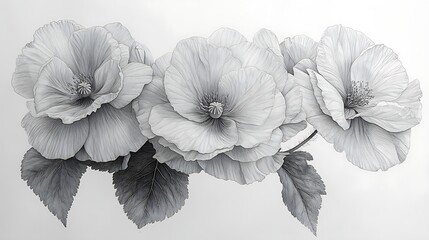 Fototapeta premium Grayscale hibiscus flowers illustration