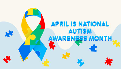 Vector poster or greeting card for World Autism Awareness Day, celebrated in April. EPS10