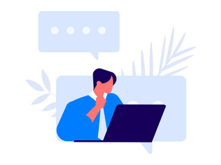 Flat vector illustration of business people operating work scene
