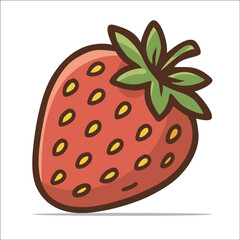 Obraz premium Cute Cartoon Strawberry Vector Illustration