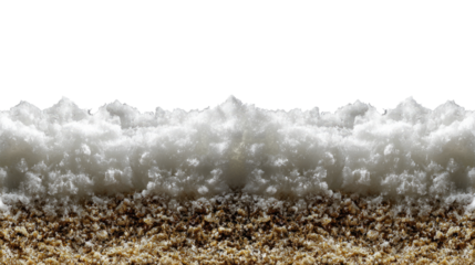 Serene Beach Sand and Clouds: A close-up shot captures the delicate meeting of fine sand and billowy clouds, evoking a sense of calmness and the seamless blend of earth and sky. 