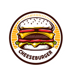 Fototapeta premium Signature Cheeseburger Logo: Isolated Culinary Icon on transparent background