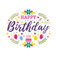 Cappy birthday card with a floral Colorful floral birthday greeting Birthday card with flowers