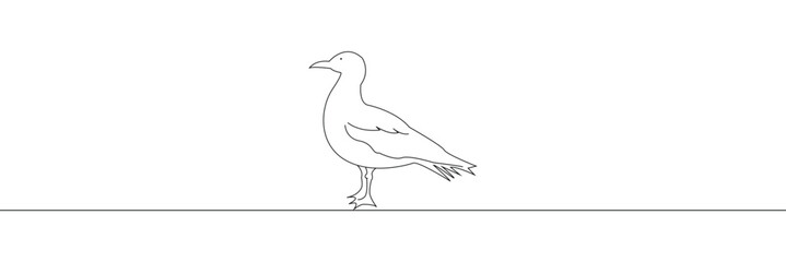 Seagulls fly over the surface of the sea. Small waves. World Maritime Day. One line drawing for different uses. Vector illustration. EPS 10 . 