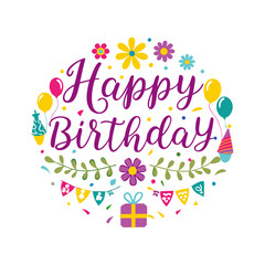 Cappy birthday card with a floral Colorful floral birthday greeting Birthday card with flowers