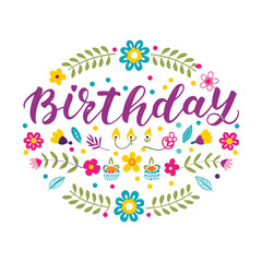 Cappy birthday card with a floral Colorful floral birthday greeting Birthday card with flowers