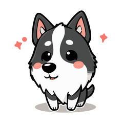 a cute lovely husky cartoon illustration with heart and love