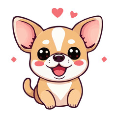a cute lovely chiiwawa cartoon illustration with heart and love