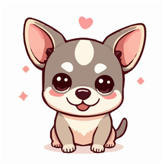 a cute lovely chiiwawa cartoon illustration with heart and love