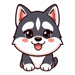 Fototapeta premium a cute lovely husky cartoon illustration with heart and love