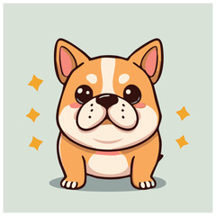 a cute lovely bulldog cartoon illustration with heart and love