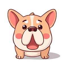 a cute lovely  french bulldog cartoon illustration with heart and love